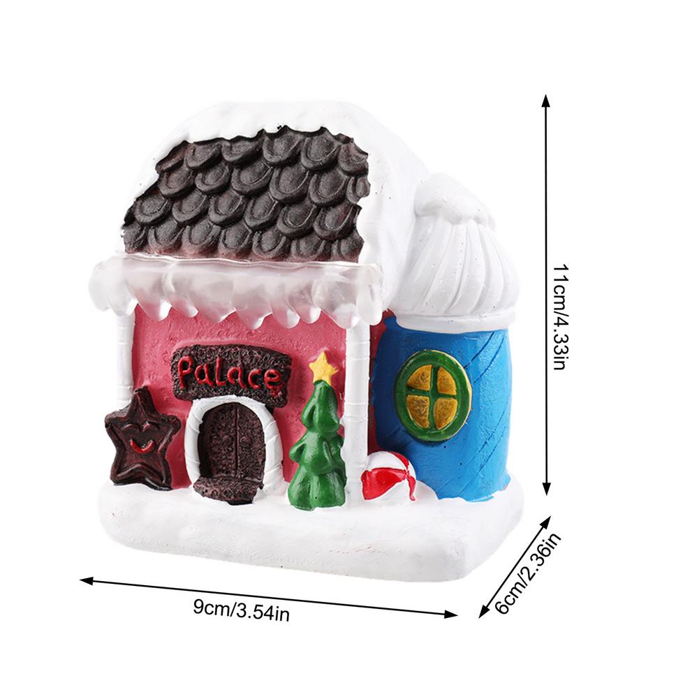 Christmas Snow House Led Light Christmas Decoration for Home Year Kids Resin Christmas Scene Village: 6