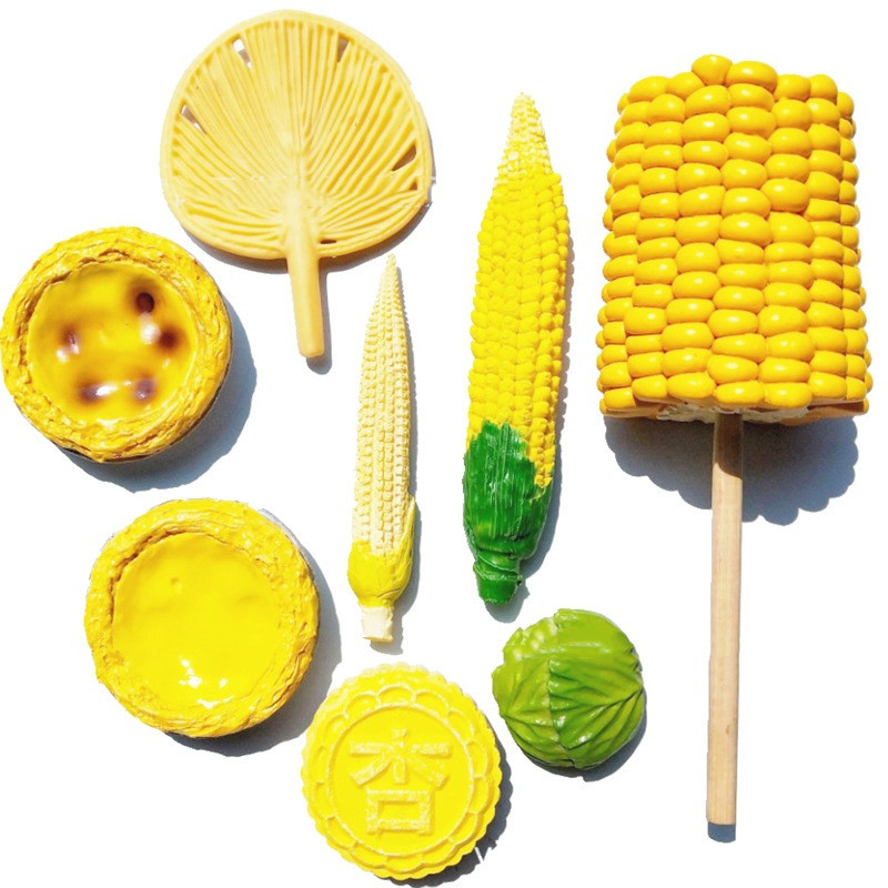 Simulation Food 3d Resin Fridge Magnets Apricot Cake Tart Corn Refrigerator Paste Magnet Home Decoration 3D Sticker 1pc
