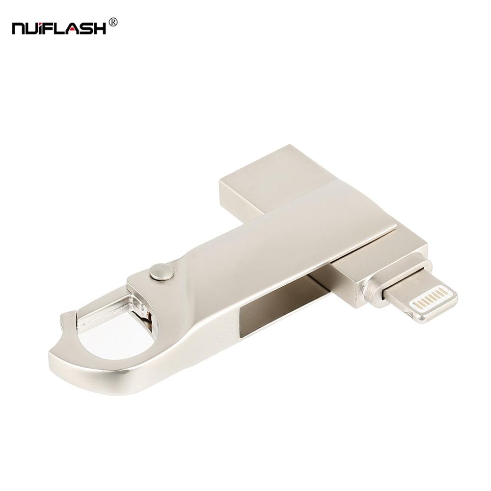 USB OTG Flash Drive 8GB16G32G64G128G256GB para iPad iPhone 5S/6/6 S/7/7 plus/8/X/XS/XR 3in1 PenDrive memoria USB