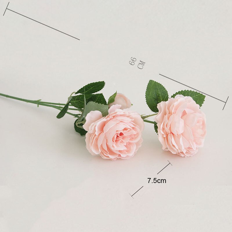 Zijde rose kunstmatige pioen roze bloemen kleine bud bruidsboeket home decoratie lange nep bloemen outdoor achtergrond decoratieve: 8