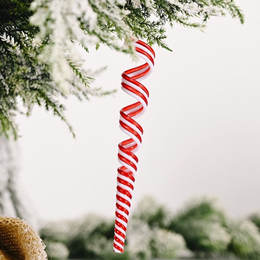 Jul prydnad röd och vit godis hänge plast klubba hänge simulering godis: C
