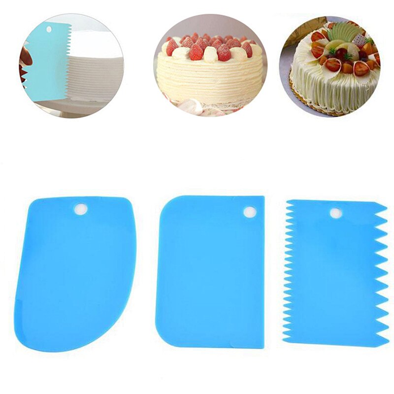 3PCS/Set Kitchen Cake Cream Scraper Dough Cake Cutter Slicer Spatula For Cake Blade Silicone Spatula For Patisserie Pizza Cake