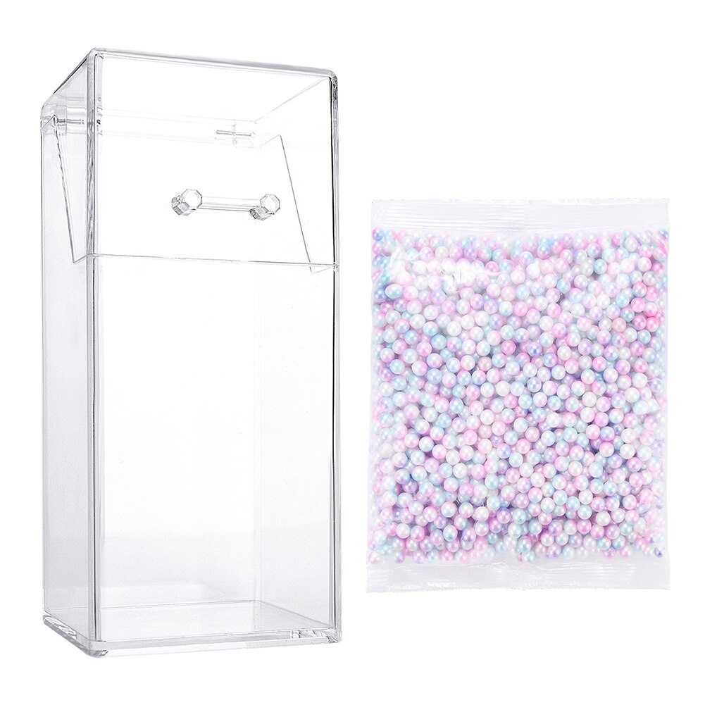 Perleklar akryl kosmetisk organisator makeup børste beholder opbevaringsboks holder læbestift opbevaringsbeholder blyant klar æske: Med farverig perle