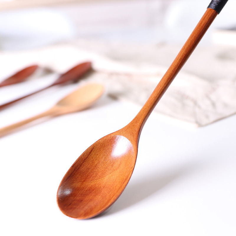 Natual Wooden Spoon Kitchen Cooking Utensils Japanese Style Soup Teaspoon Catering Cuchara De Madera Creativa