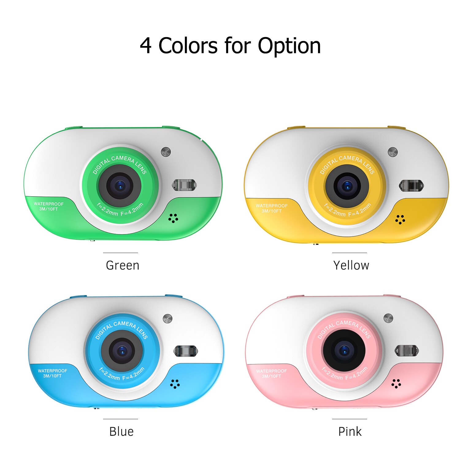 8MP Children Digital Camera Kids Waterproof Camera with Front and Rear Dual Cameras 2.4 Inch IPS HD Display Screen