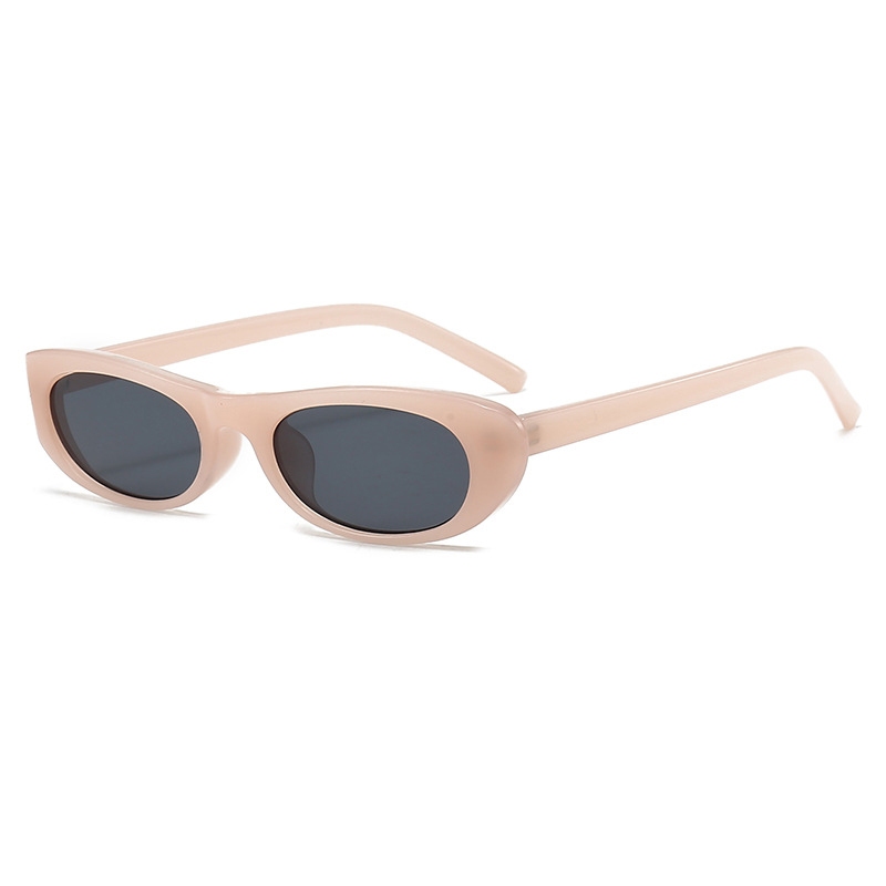 Gafas de sol negras con forma de ojo de gato para mujer, anteojos de sol femeninos, con montura estrecha, rectangulares, pequeños, UV400, 2024: Blanco