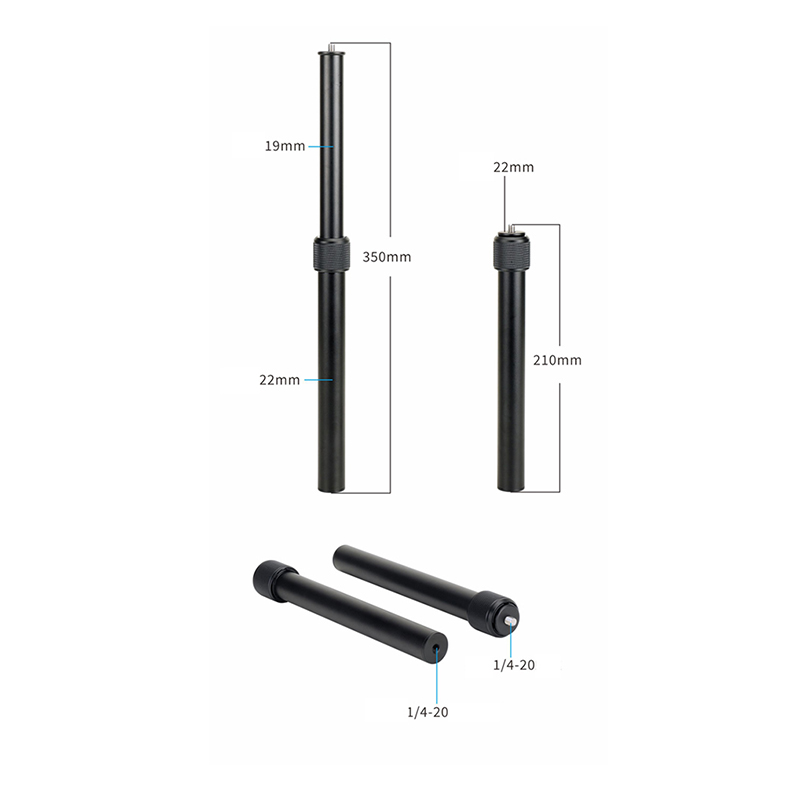 Monopod do montażu na statywie metalowy ręczny 2-sekcyjny przedłużacz z gwintem 1/4-20 do lustrzanki cyfrowej stabilizator gimbala uchwyt na telefon