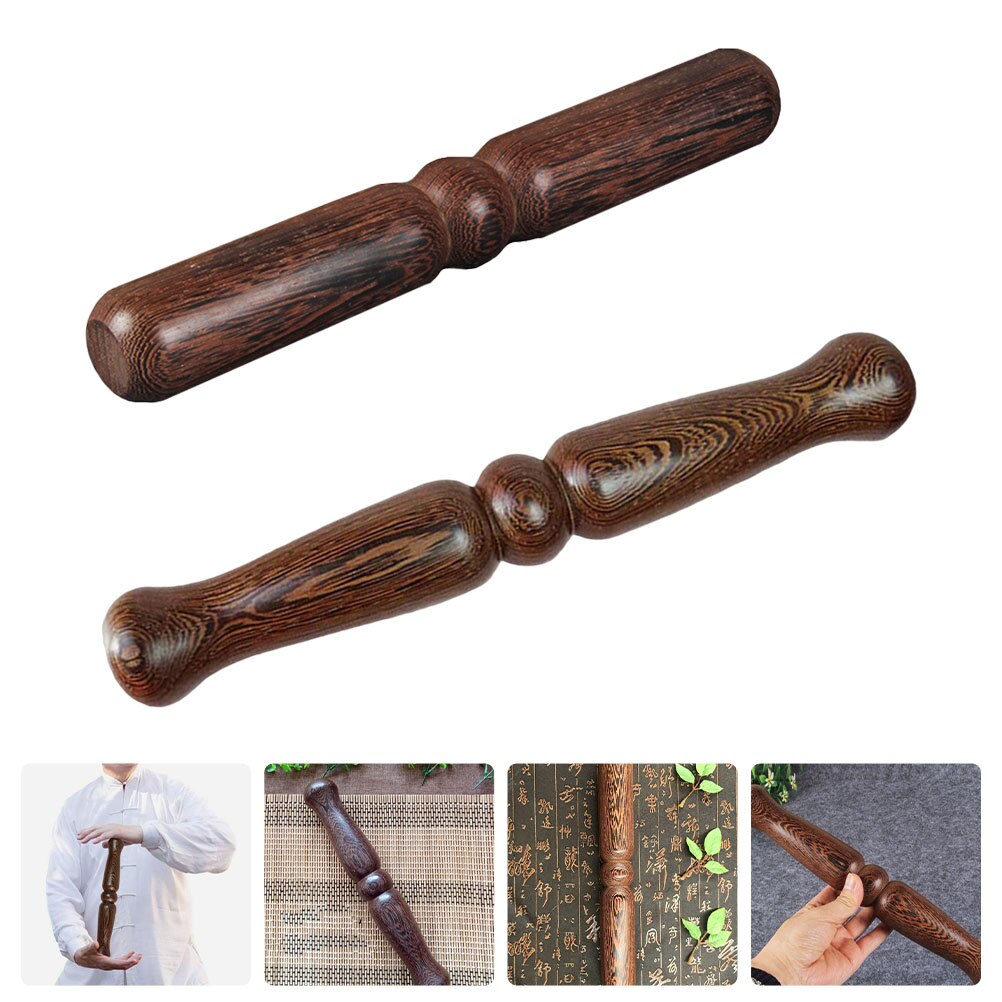 2Pcs Portable Tai Chi Stick Chinese Kungfu Training Tai Chi Wood Ruler Practical Tai Chi Accessory