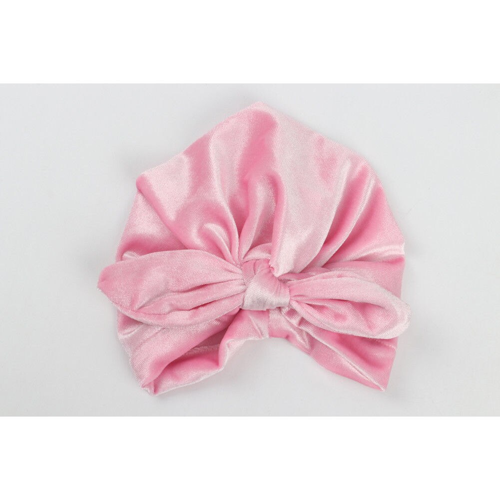 para recién nacidos, niños, bebés, niñas, niños, turbante indio, Lazo de terciopelo, gorro de invierno, gorro suave y cálido, para bebés en 9 colores: Rosa