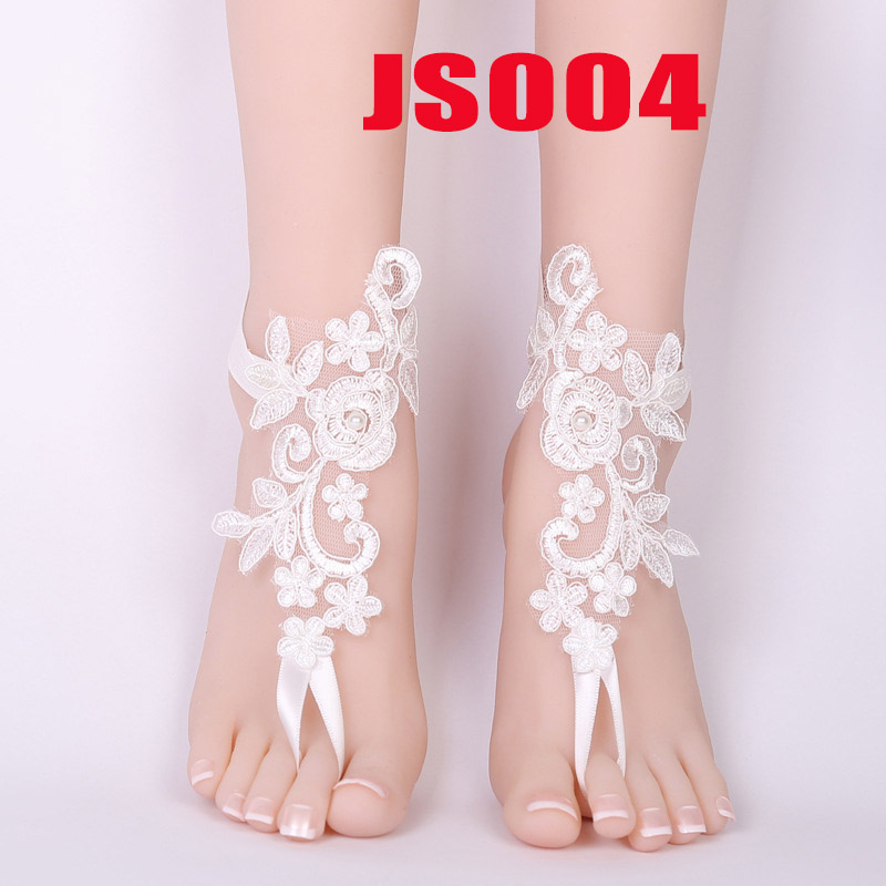1 paar Wedding Bridal Enkelbanden Kant Decor Ketting Vrouwen Lady Beach Voet Sieraden Ketting Barefoot Sandalen Schoenen Accessoires: JS004