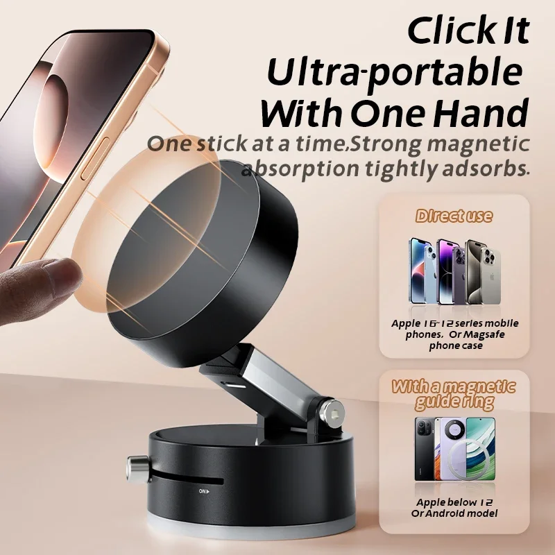 Mini próżniowy dwustronny magnetyczny uchwyt na przyssawkę Składany kuchenny uchwyt na leniwy telefon do smartfona iPhone z Androidem