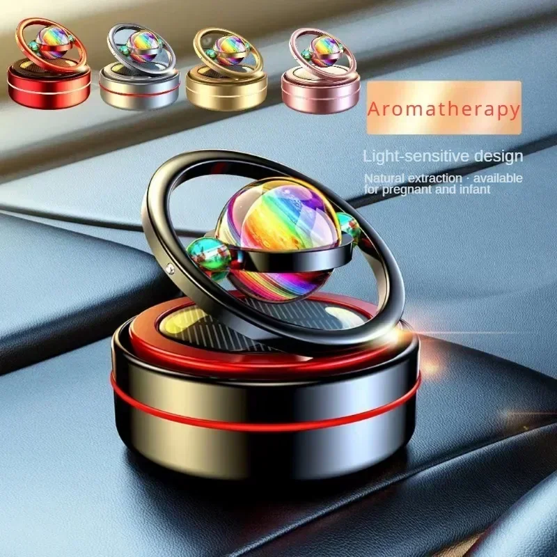 Ambientadores portátiles para coche, difusor de Perfume, doble anillo, rotación automática, Solar, Mini, cinético, aromaterapia para habitación, ambientador para coche