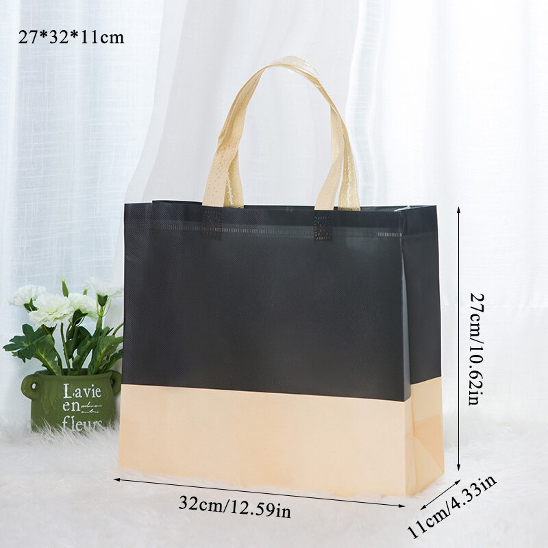 Shopping Bag Foldable Eco Bag Large Reusable Shopping Bag Tote Waterproof Fabric Non-woven Bag No Zipper: khaki S