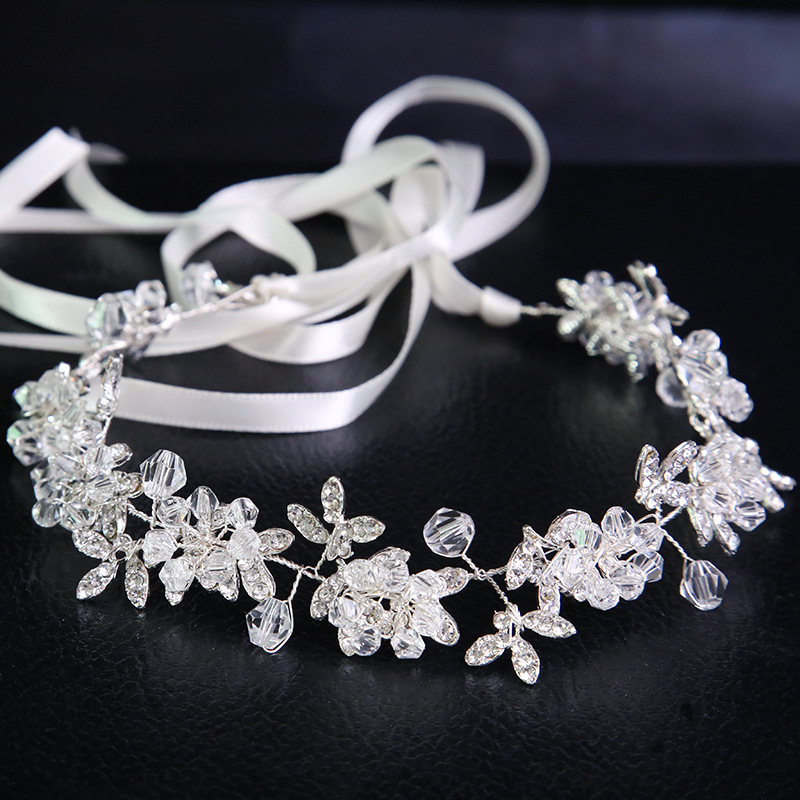Witte Handgemaakte Crystal Hoofdtooi Bruidsmeisje Bruiloft Krans Bridal Hoofdband Strass Bloemen Prinses Bruiloft Accessoires