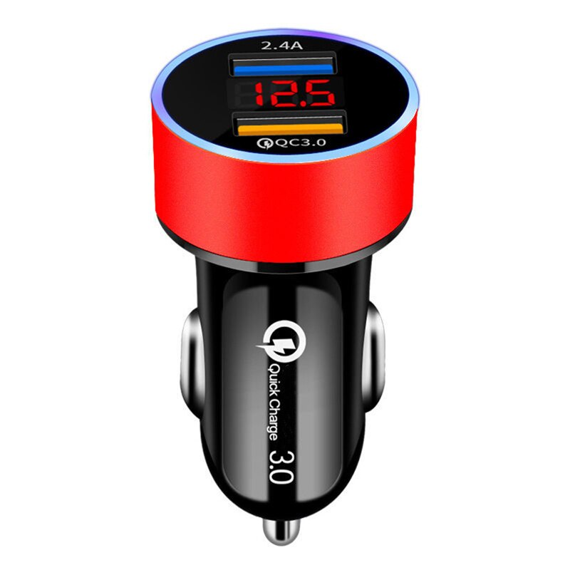 Cargador de coche QC 3,0 de carga rápida, Cable trenzado tipo C para Huawei Honor 30 20 9X Pro Samsung Galaxy S20 S10 S9 A51 A71 A50 A70: Red Car Charger