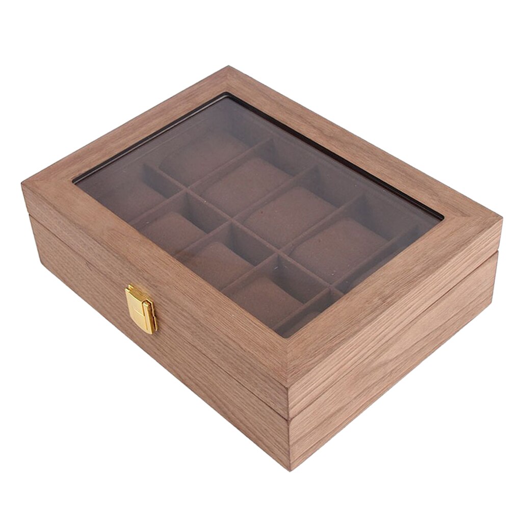 Wood Watch Box Display Tray with Pillow Jewelry Organizer Container 6/12/18 Slot Watch Case for Cuff links Earrings Bracelets