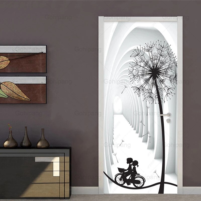 Moderne Paardebloem Behang Woonkamer Slaapkamer Home Decor Deur Sticker Creatieve Poster Waterdicht Decals De Deur Decor Foto