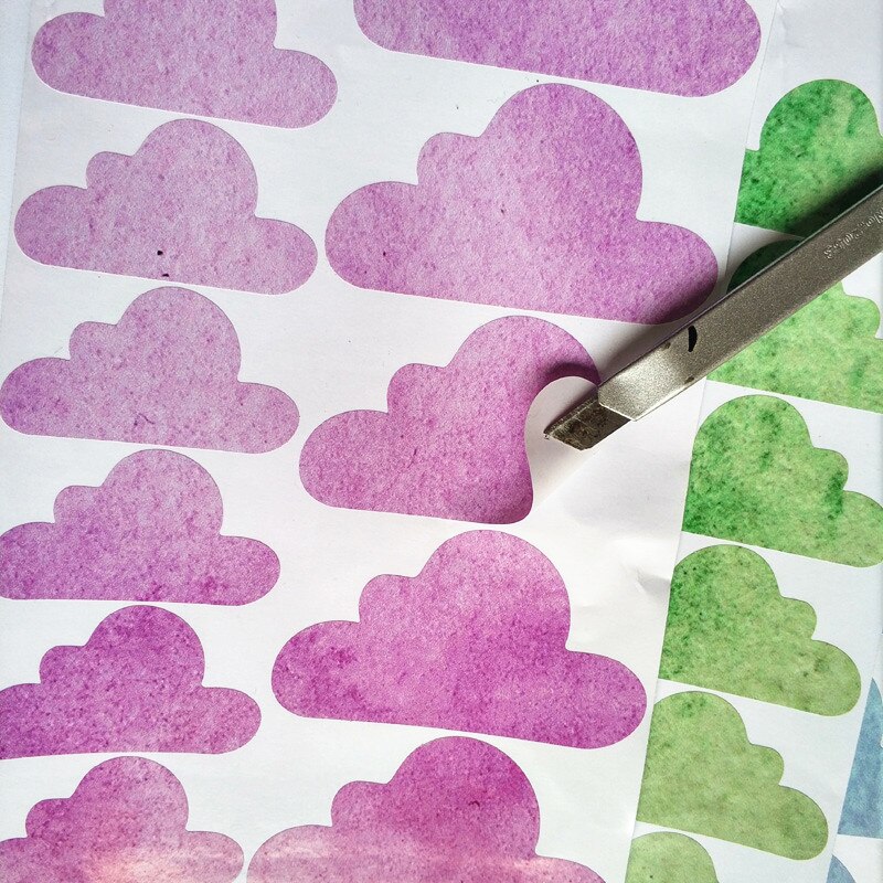 Nursery Clouds Pattern Wall Sticker Watercolour Vinyl Decal Removable For Girls Room Decor