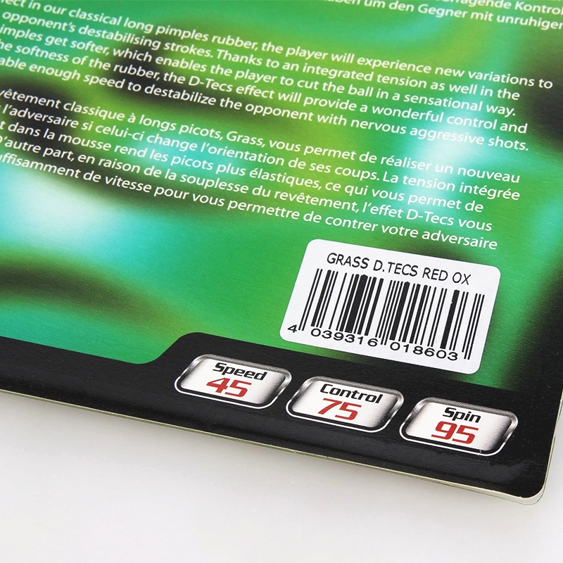 TIBHAR GRASS D.TECS OX sin esponja pips-tenis de mesa de ping pong de goma, de larga defensa