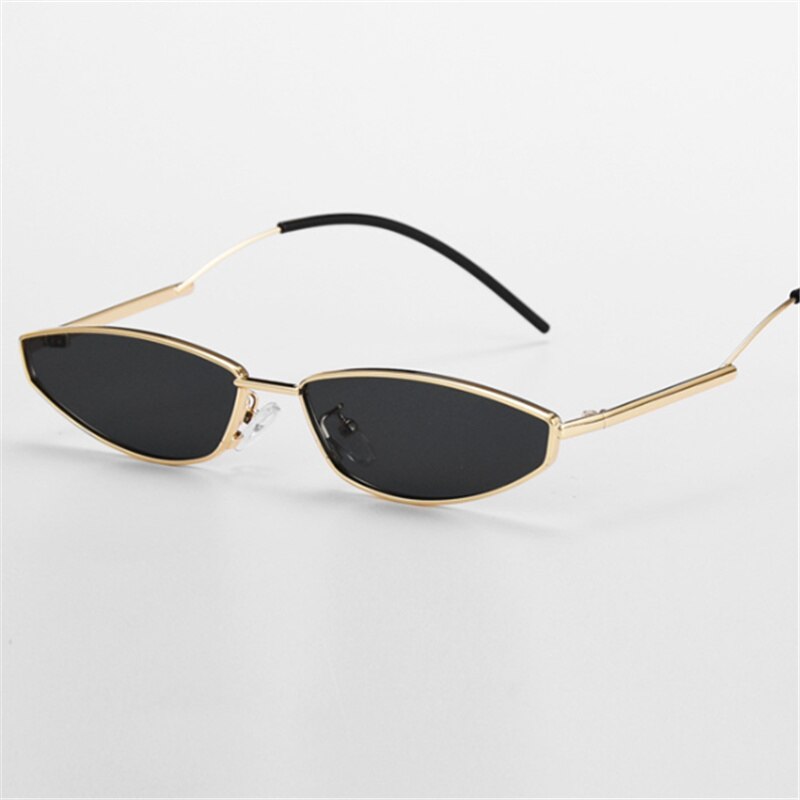 Retro Cat Eye Zonnebril Vrouwen Brand Metalen Frame Kleine Zonnebril Voor Mannen Classic 90 S Brillen Outdoor Bril UV400: Black