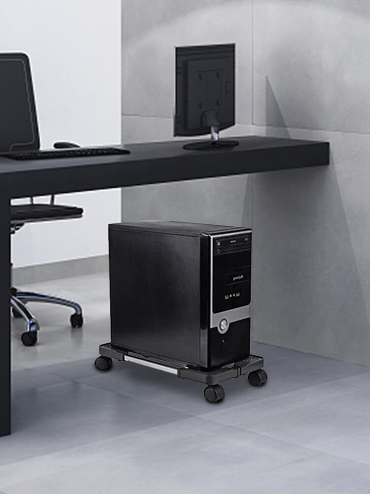 Computer Towers Stand Cart Mobile Adjustable Computer CPU Holder With Locking Caster Wheels For Computer Cases PC Black