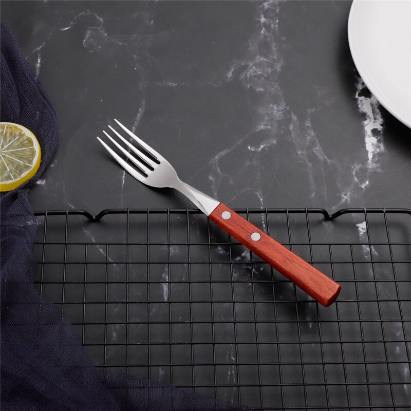 Keuken Houten Handvat Servies Rvs Bestek Set Luxe Lepels Vorken Messen Diner Set Koffie Servies