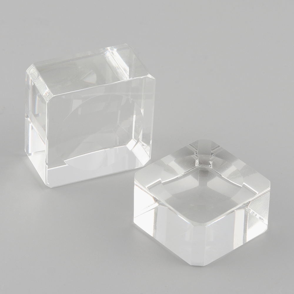 Retro Desktop Ornament Ball Display Stand Fixed Crystal Sphere Base Square Glass Holder Wood Pedestal Transparent Support