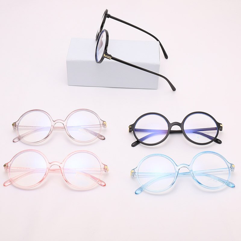 Montura de gafas antiluz azul para hombre y mujer, lentes transparentes redondas Vintage, gafas de protección óptica