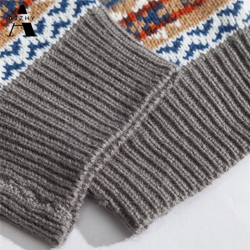Jerséis Folk personalizados para hombre, jerséis de de otoño para hombre, suéter Vintage de cuello redondo, ropa de vestir, camisas para hombre