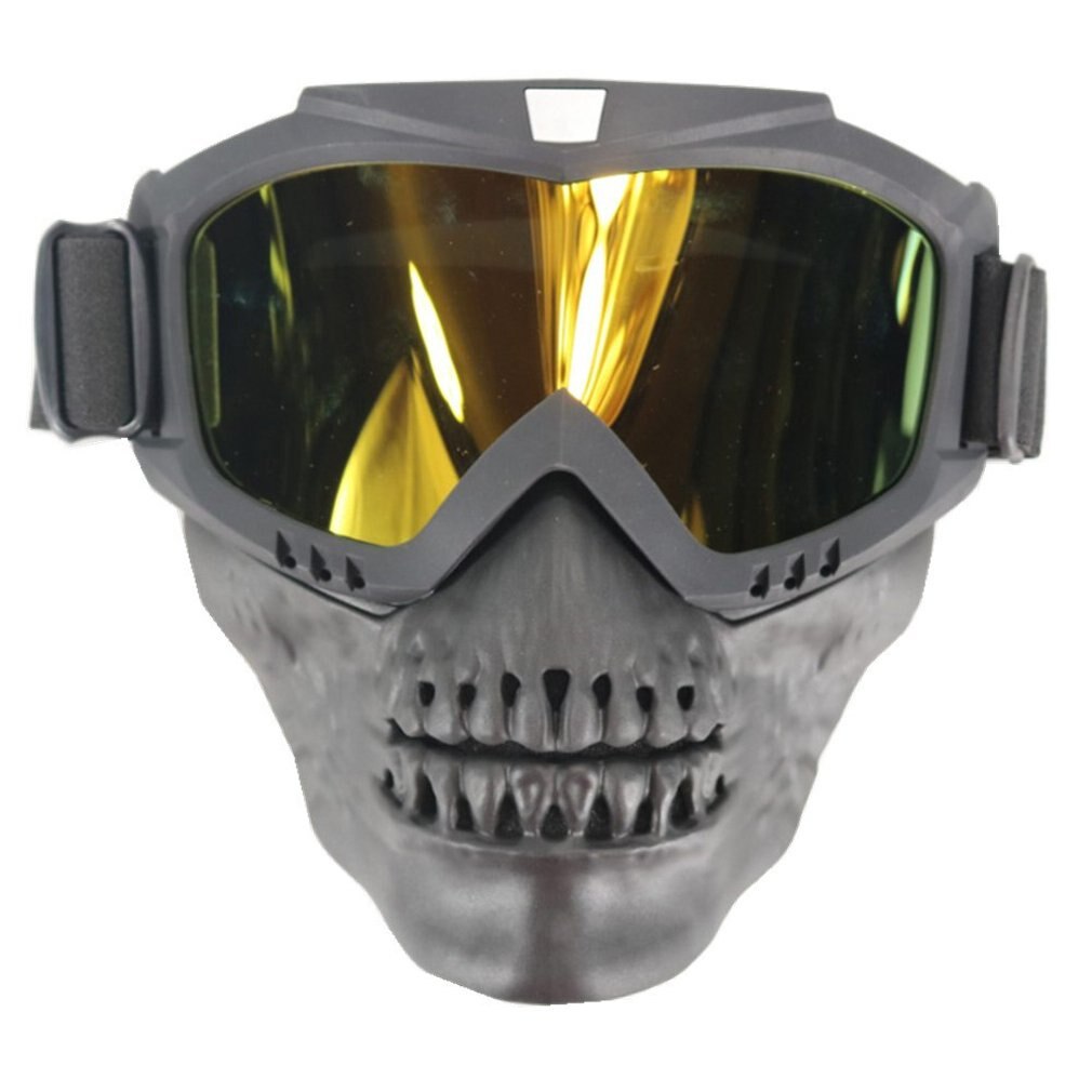 Unisexe lunettes de ski masque modulaire bouche amovible filtre Snowboard lunettes équitation lunettes crâne masque 1 paire: yellow colorful