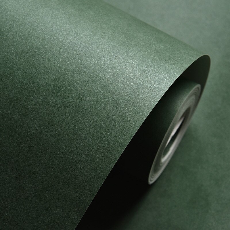Modern Simple Non-Woven Plain Plain Wallpaper Bedroom Living Room Hotel Clothing Store Background Wall Wallpaper Dark Green: 0.53MX9.5M      6081