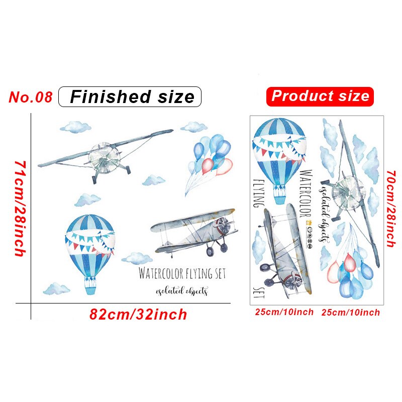 10 styles Cartoon Airplane Wall Stickers for Children Bedroom Kids room Wall Decor Nursery Wall Decoration PVC Sticker: No.08
