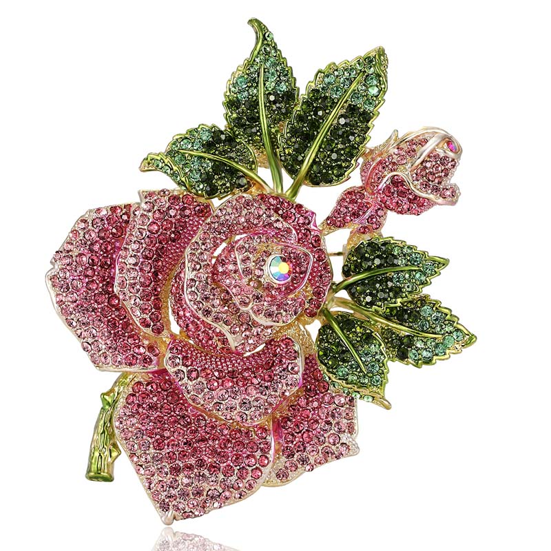 Donia sieraden Grote Maat Rose Dame Broche Kerstcadeau Roze Kant Crystal Broche Perfecte Kap Accessoires
