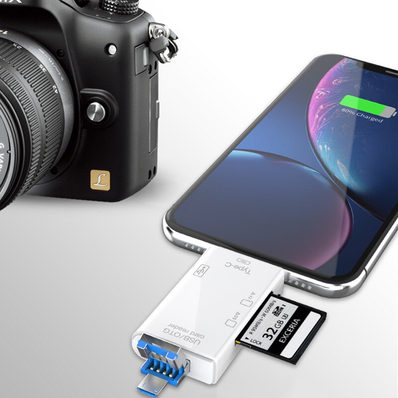6- i -1 kortlæser micro usb 2.0 type c til sd micro sd tf adapter smart memory sd otg kortlæser til bærbar usb c dock
