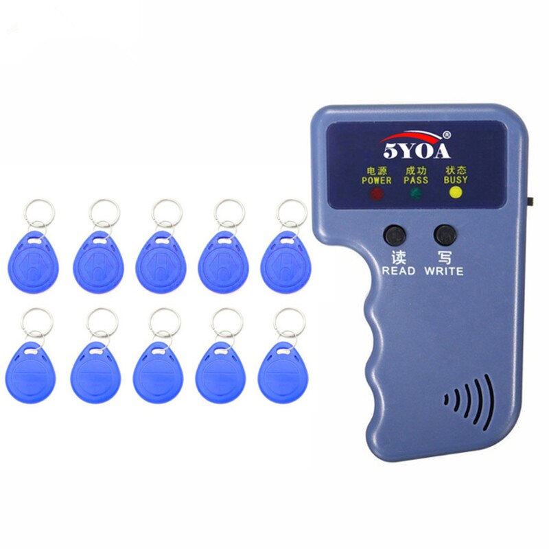 Handheld 125 khz cet 5200 rfid kopieermachine schrijver duplicator programmeur lezer  + em4305 t5577 herschrijfbare id-sleutelhangers id-kaart toegangskaart: 10 sleutels
