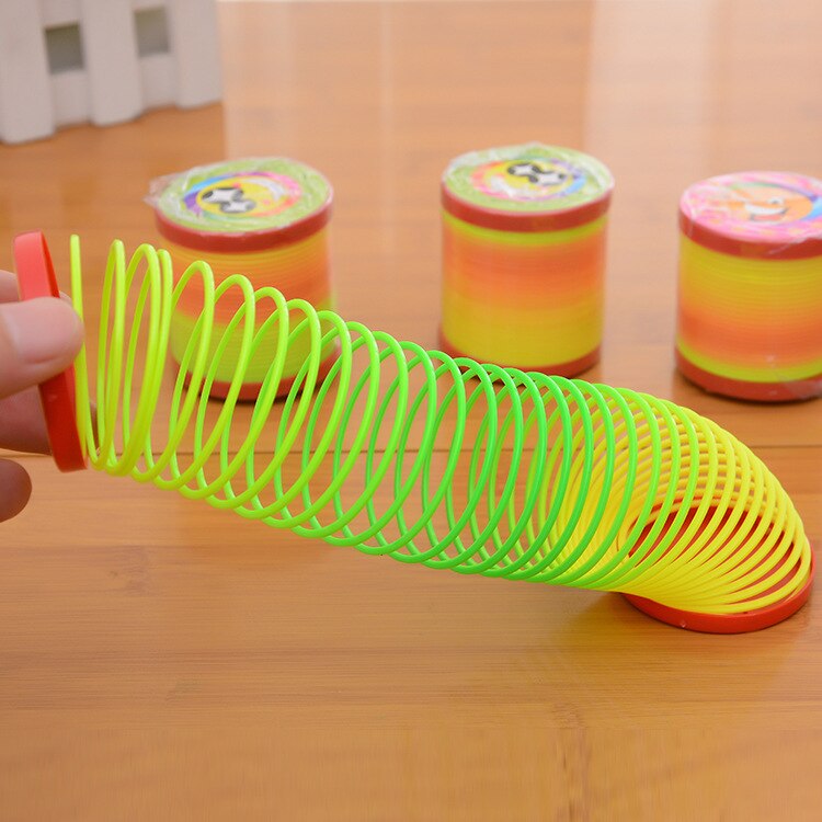 The Dollar Store Rainbow Ring Plastic Coil Elastic Force Circle Jenga Children Stall Supply of Goods