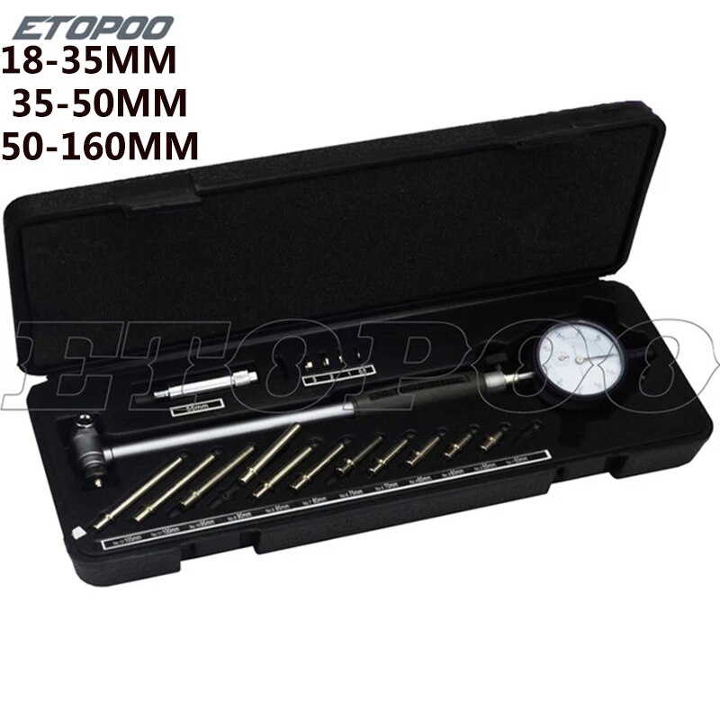 Dial Bore Gauge Gat Diameter Meten Gauge Binnendiameter Schaal Cilinder Volume Meter Dial Indicator 18-35 \ 35-50 \ 50-160Mm