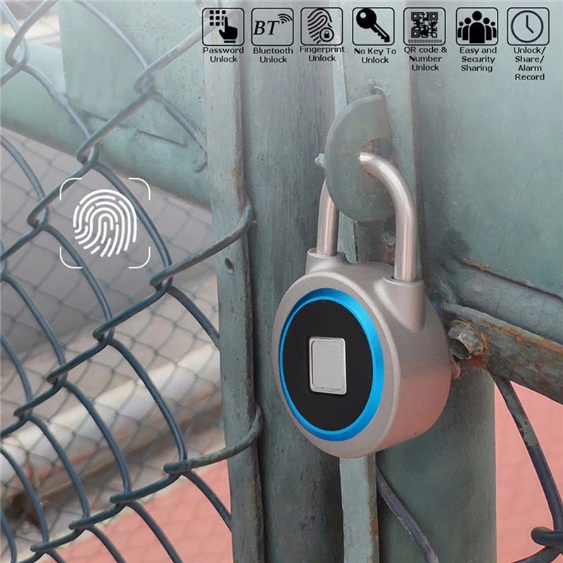 Smart fingeraftryk bluetooth hængelås multifunktionelt vandtæt dørlås mobil app kontrol gps spor nøglefri hængelås skabslås
