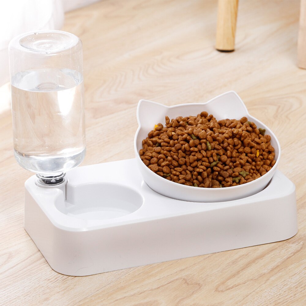 Alimentador automático para animal de estimação, tigela de comida com dispensador de água, pote duplo, suporte elevado para beber, pratos para pet, suprimentos, cão e gato