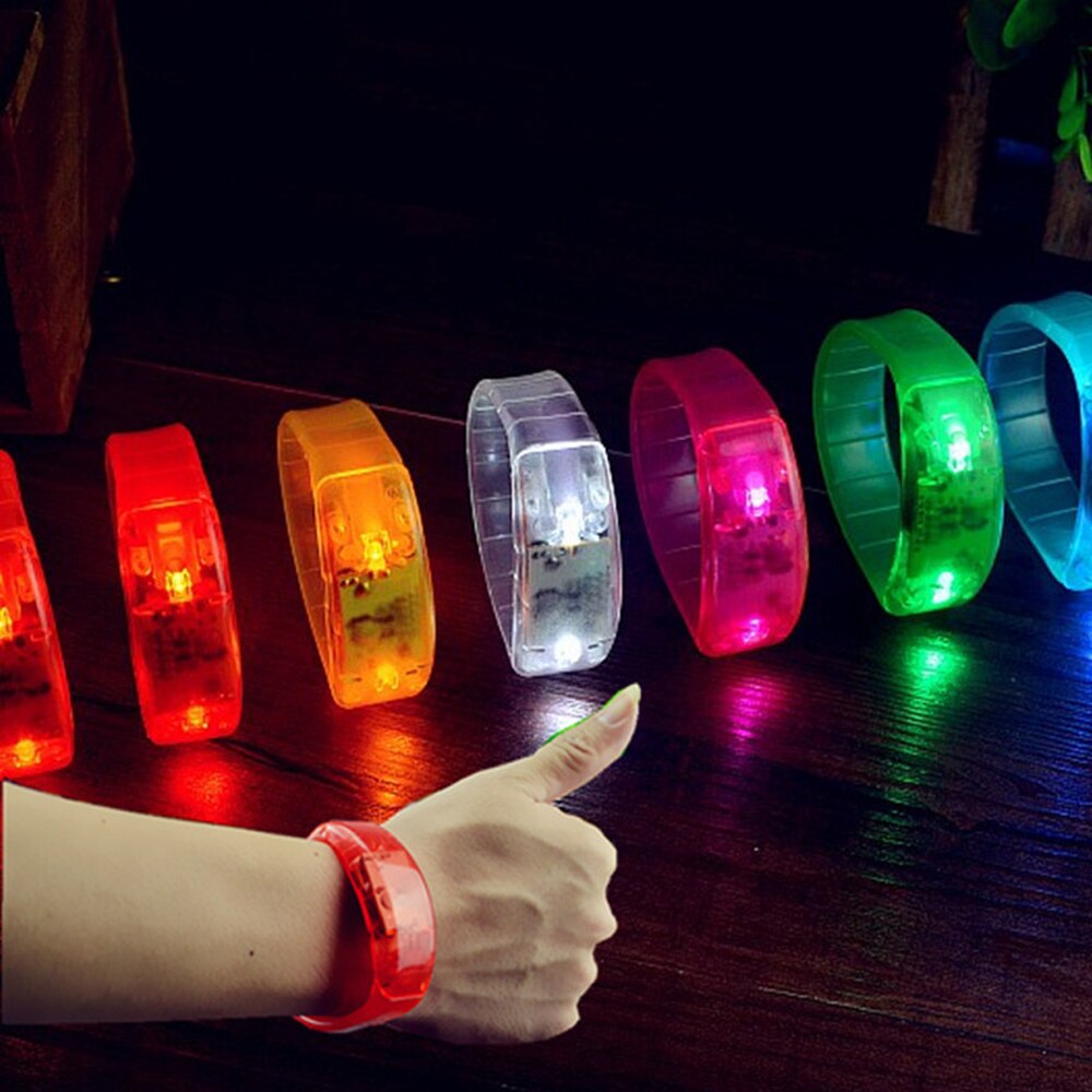 20 piezas Rave Control de voz pulseras Led luminosa pulsera brillante juguetes para los niños Festival suministros para