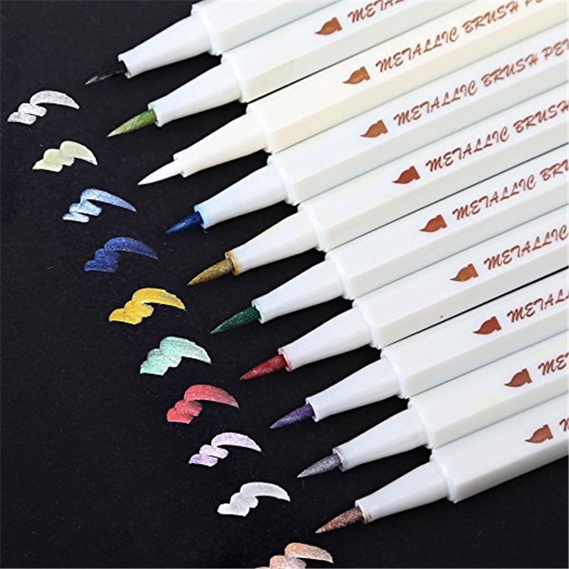 10 Kleuren Tekening Schilderen Marker Pennen Metallic Kleur Pennen Voor Zwart Papier Art Supplies Marker Pennen Briefpapier Materiaal Escolar
