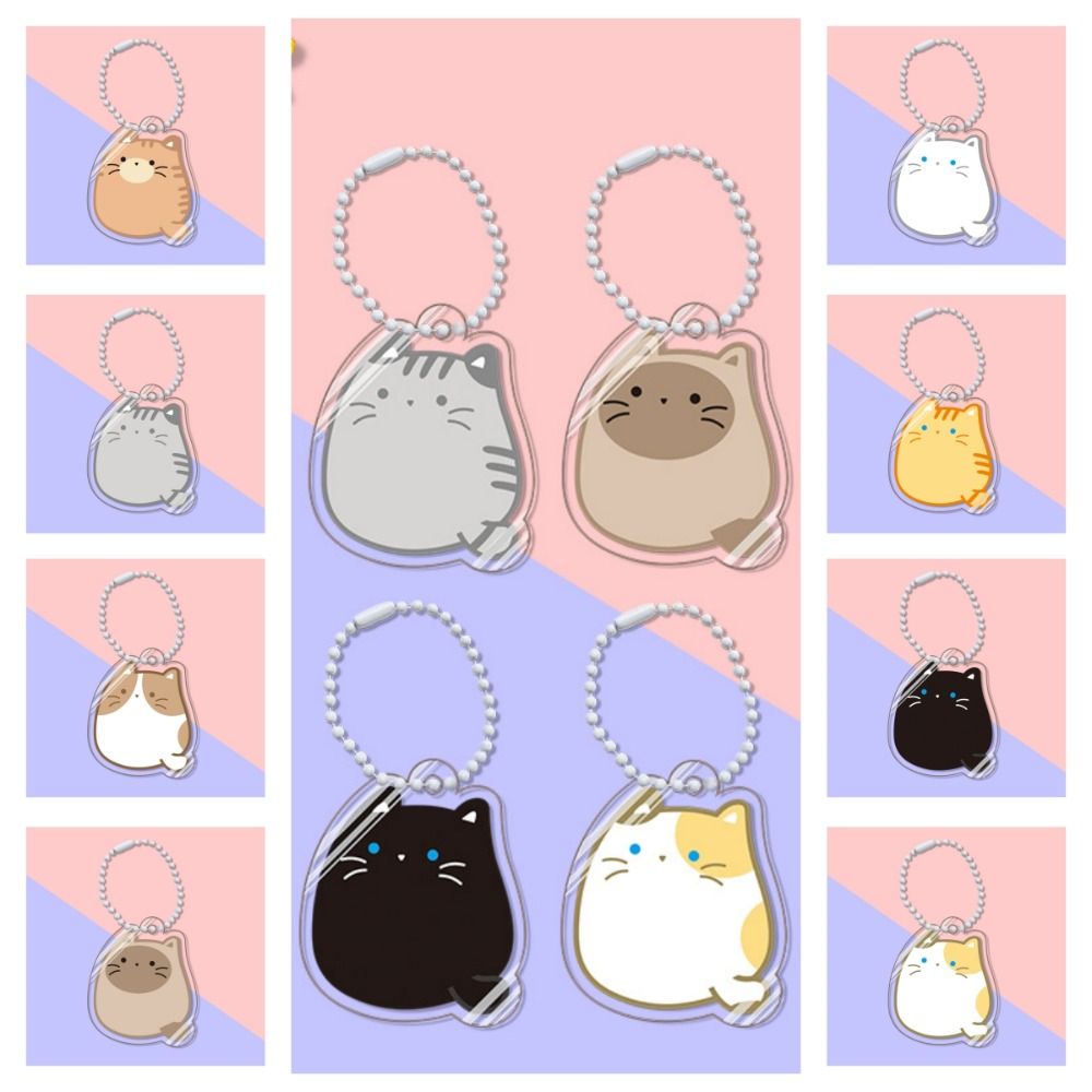 Kawaii Orange Cat Siamese Cat Keychain Calico Cat Ginger Cat Kitty Pendant Cute Acrylic Cat Keyring Couple