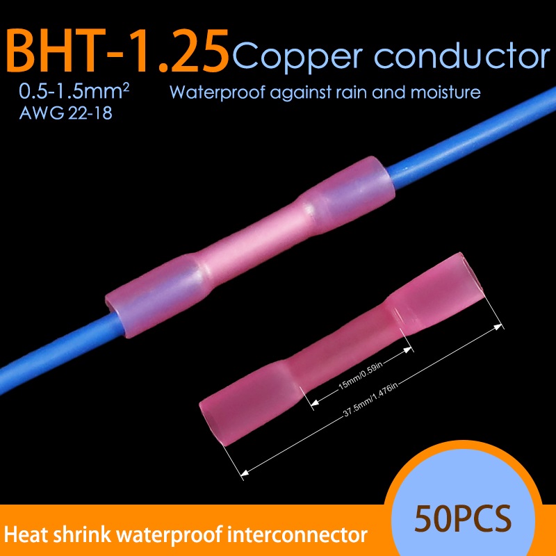 50-teiliges wasserdichtes Schrumpfdraht-Anschlüsse-Set, Kfz-Elektro-Anschlussklemmen-Set, Stoßspleißverbinder, 22–10 AWG: Armee Grün