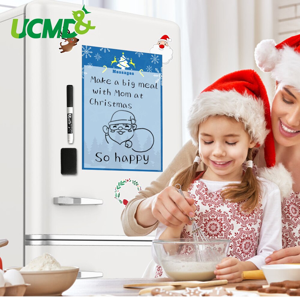 A4 Flexible Whiteboard Fridge Sticker Kids Drawing Board Christmas Magnetic Writing Reminder Record Message Memo Note Board