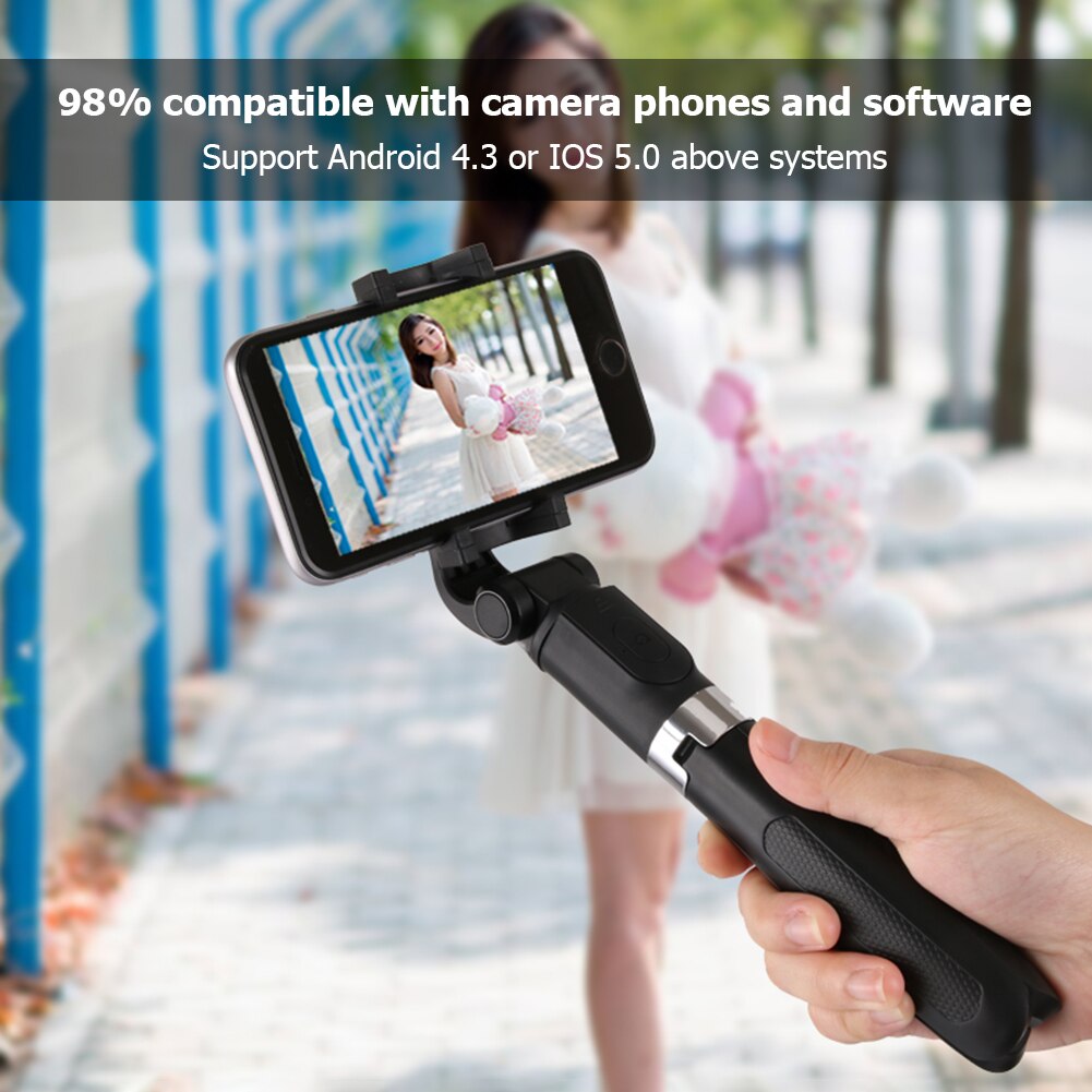 L01 Bluetooth Selfie Stick Folding Tripod Monopod with Bluetooth Remote Shutter for iPhone Android Mobile Phone