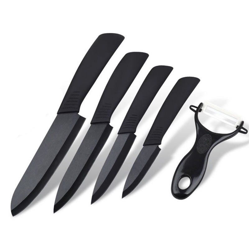 5Pcs Zwart Keramiek Messen Dunschiller Set Fruit Groente Snijden Paring Slicer Vlees Cleaver Cutter Utility Chef Keuken Mes Sets