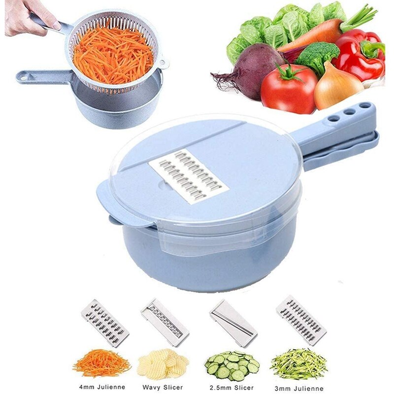 Ronde handbediende groentesnijder multifunctionele snijder met handbeschermer, snijder, snijder, snijder, snijder , 9- in -1 groentesnijder