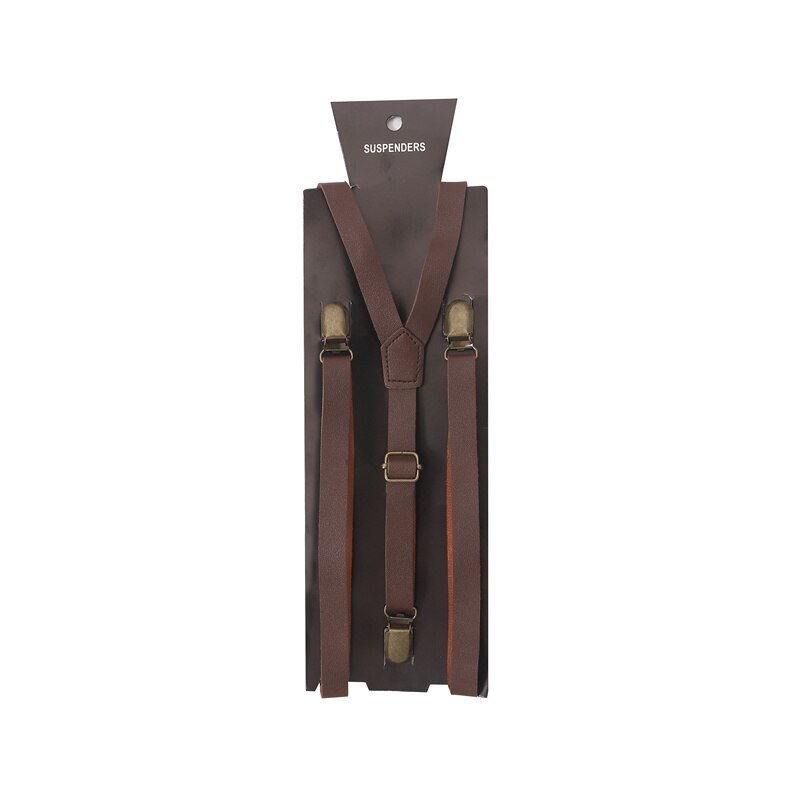 Heren Bretels Pu Bretels Y Shape Strap Clip Volwassen Broek Jarretel Bretels Accessoires Bruiloft Casual Wear: Bruin