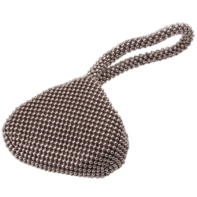 Strass kvinnor metall kväll clutch väska dam kvinnlig diamant fest metallisk handväska för bröllop väska 5 färger pärlstav: Kaffe