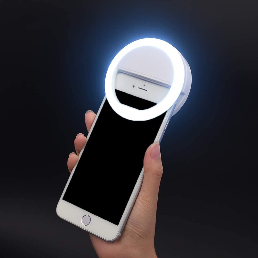 Selfie Ring Light for iPhone, Clip On Selfie Light with 3-Level Brightness for Phone/Camera & Phone Makeup